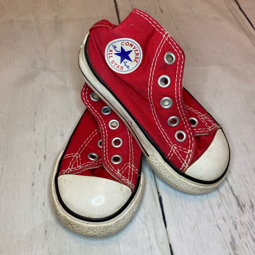 Red toddler converse, size 5.